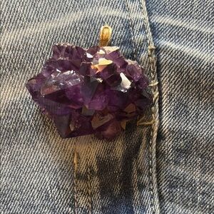 Amethyst cluster Quartz crystal W gold pendant hook